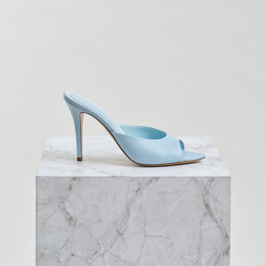 high heel blue mule