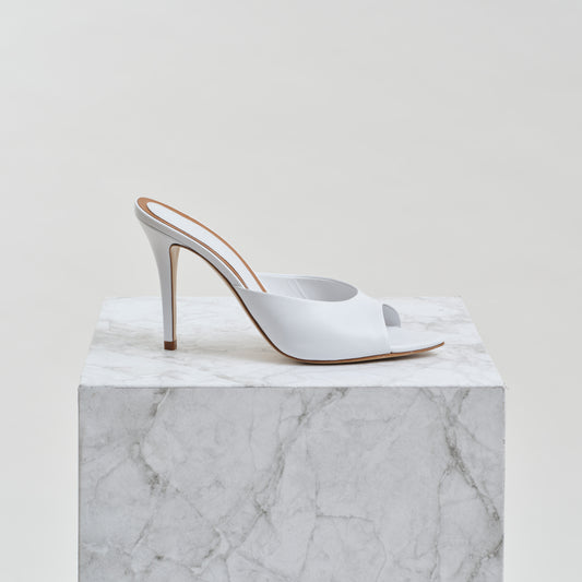 high heel white mule