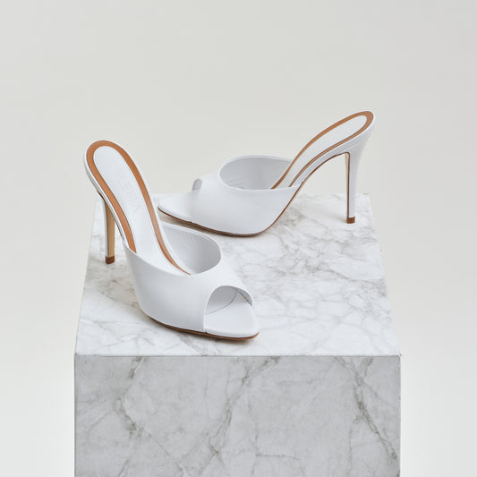 high heel white mule